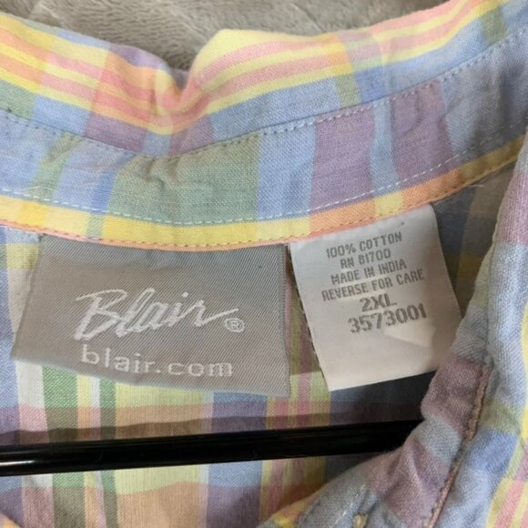 Blair Womens 2XL Dress Shirt Colorful Pastel Button Up Long Sleeve Collared - Picture 5 of 16